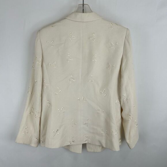 Vintage Kasper White Blazer with Floral Embroidery - Picture 6 of 8